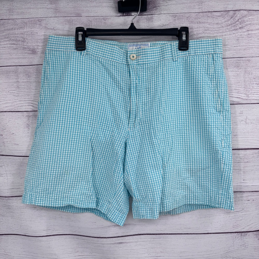Southern Tide The Skipjack Seersucker Shorts‎ Gingham Check Casual Mens 38